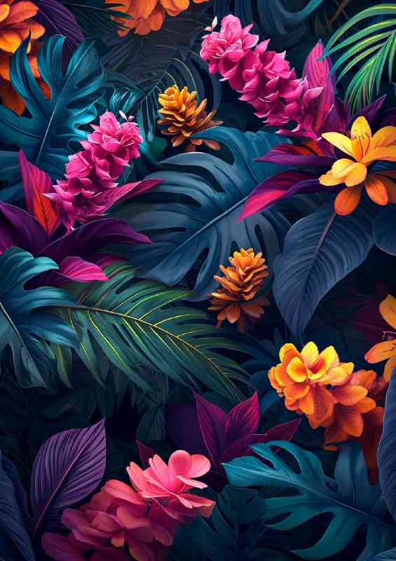Intricate foliage luminous colours | Metal Poster
