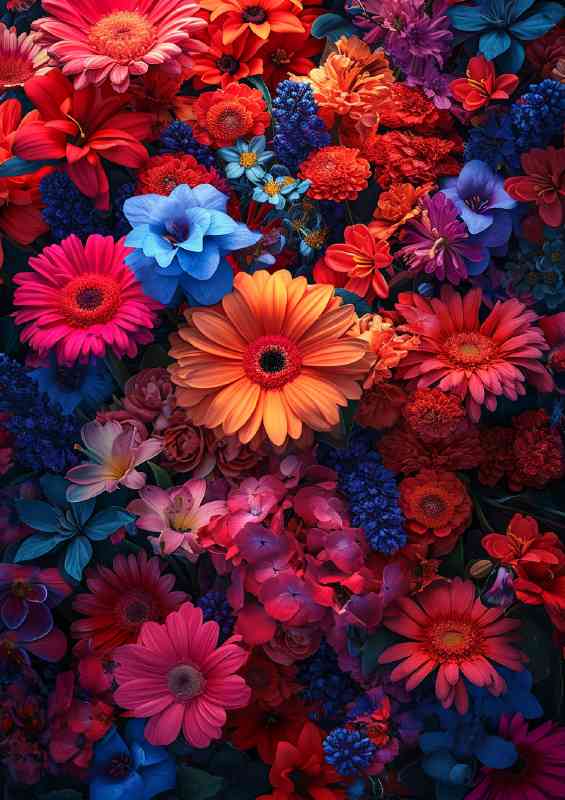 Multi coloured flowers | Metal Poster