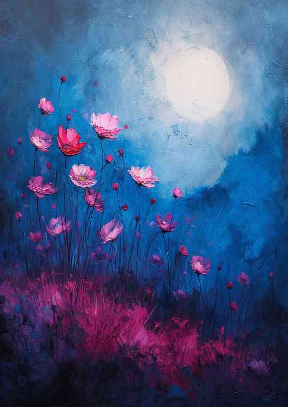 Pastel painted flowers evening | Metal Poster