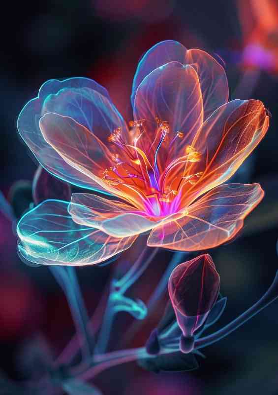 Phychedelic glowing neon colours light rays | Di-Bond