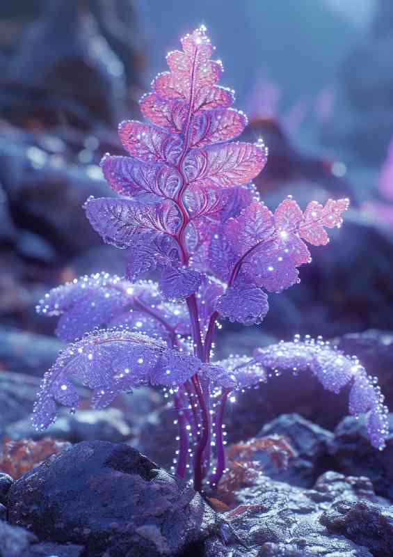 Purple iced fern | Metal Poster