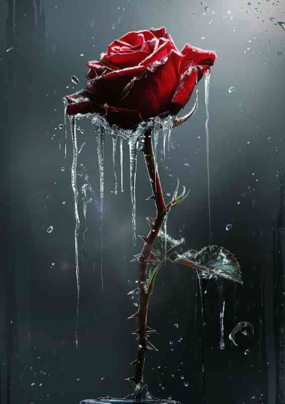 Red rose in the rain | Di-Bond