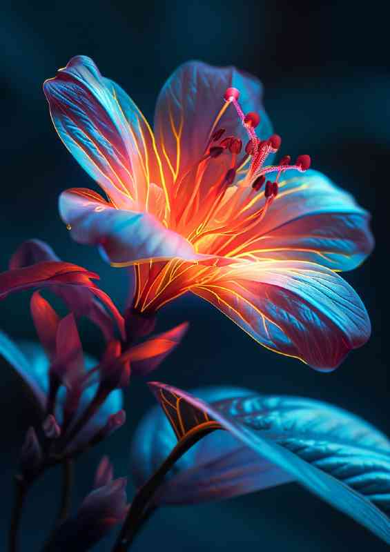 Single bright flower shine orange | Metal Poster