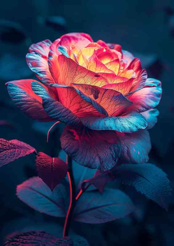 Single colourful rose glowing | Canvas