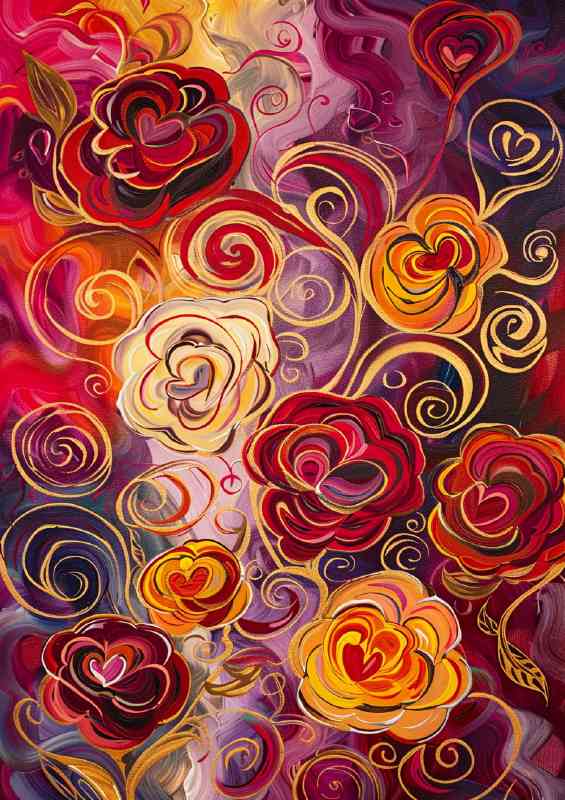 Vibrant painted shaded roses | Di-Bond