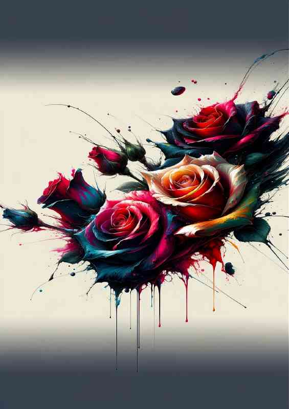 roses with a dramatic fusion of dark and vivid colors. The | Poster