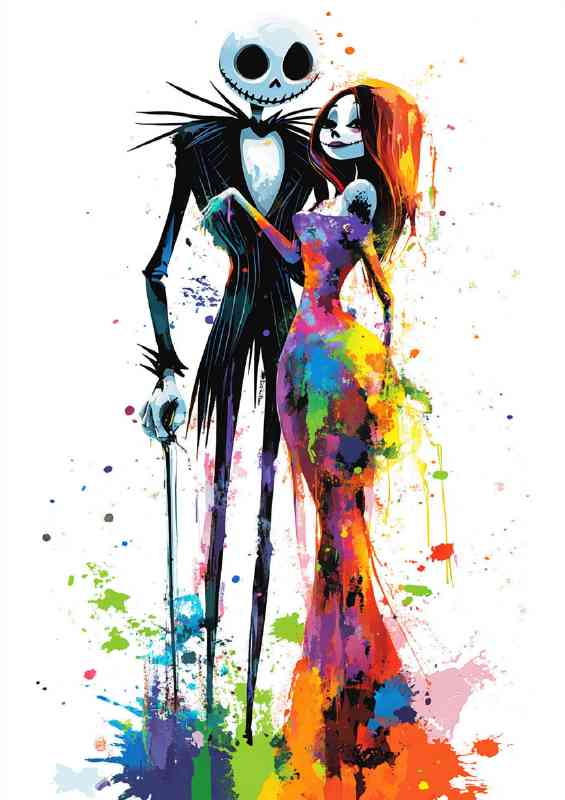 Abstract watercolour graffiti couple in love | Di-Bond