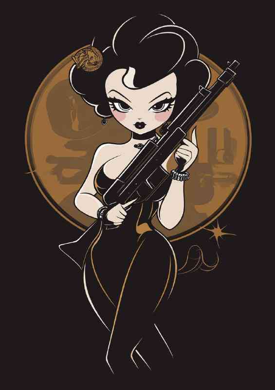 Cartoon lady ganster | Canvas
