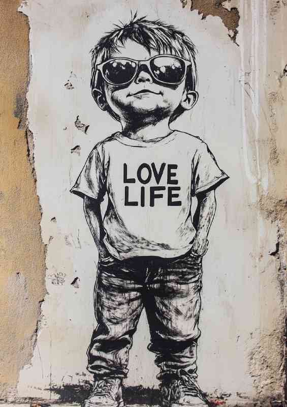 Cool boy graffiti street art | Metal Poster