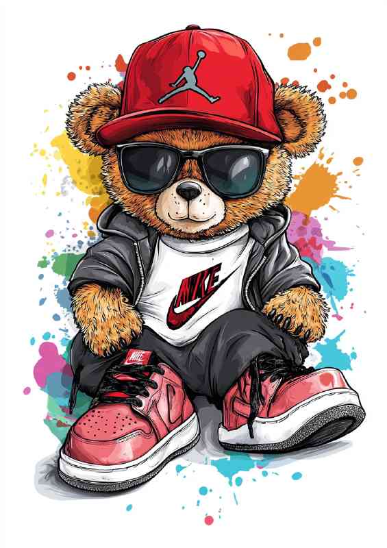 Cute teddy in hip hop style | Canvas
