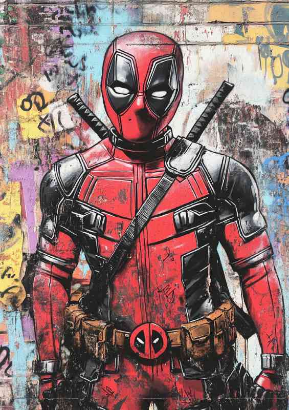 Graffiti art depicting Deadpool | Metal Poster