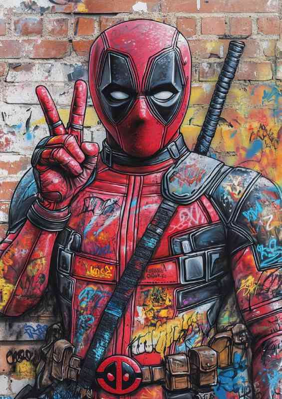 Graffiti depicting deadpool style street art | Metal Poster
