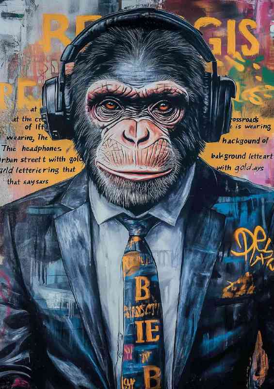 Hipster monkey in a suit street | Canvas