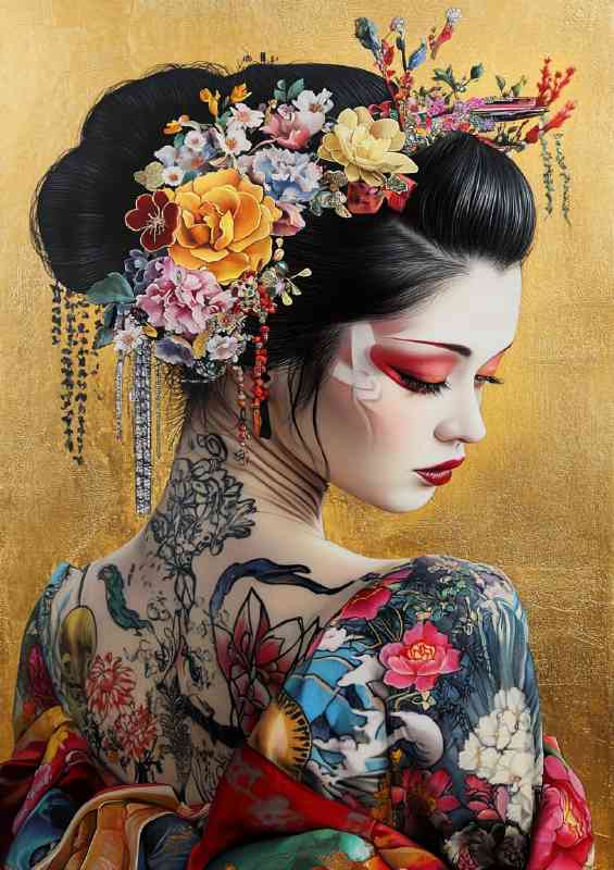 Japanese geisha with tattos | Poster