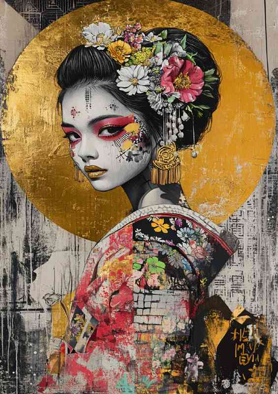 Japanese street art collage of graffiti anime | Metal Poster