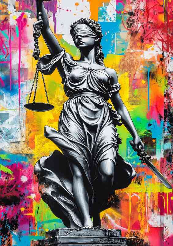 Lady justice in full street art colours | Canvas