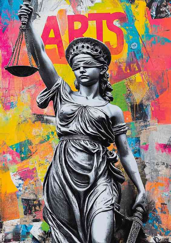 Lady justice with graffiti art | Di-Bond