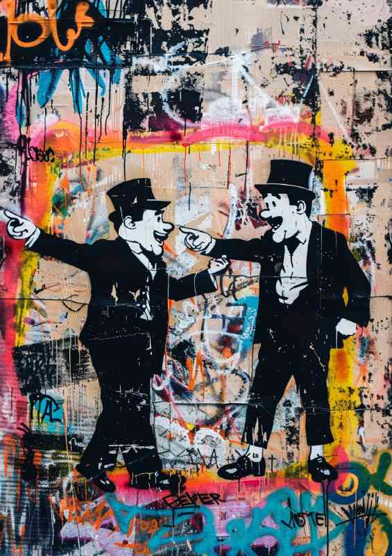 Laurel and Hardy in the style of street art | Metal Poster