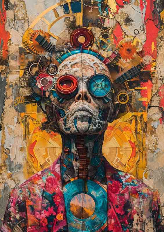 Man with his head abstract street | Metal Poster