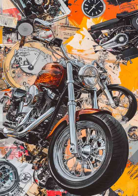 Mazazine cutouts street bike | Metal Poster