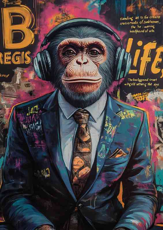 Monkey in a suit hip street | Di-Bond