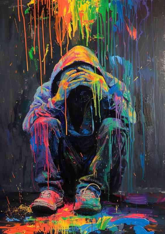 Over sized hoodie splash paint | Metal Poster