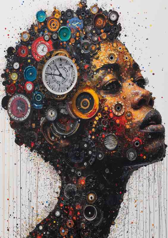 Painting of a person with many clocks | Poster