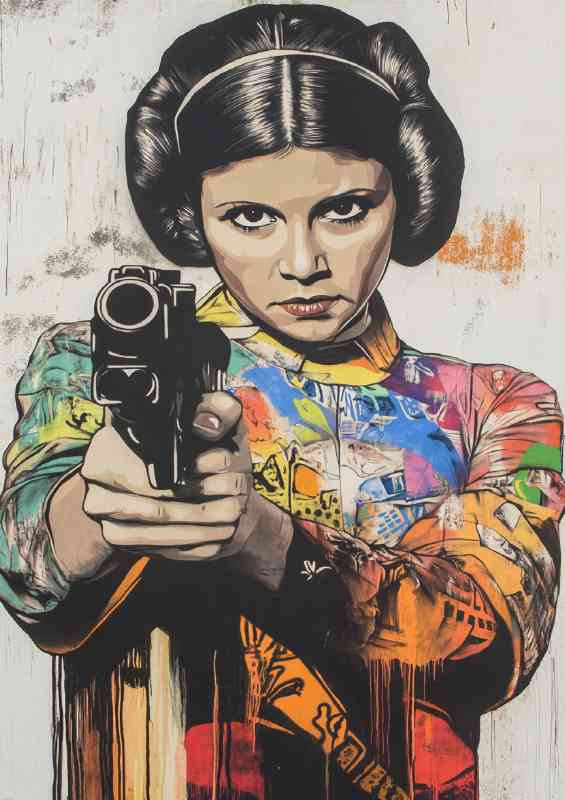 Princess Leia with the gun street art | Canvas