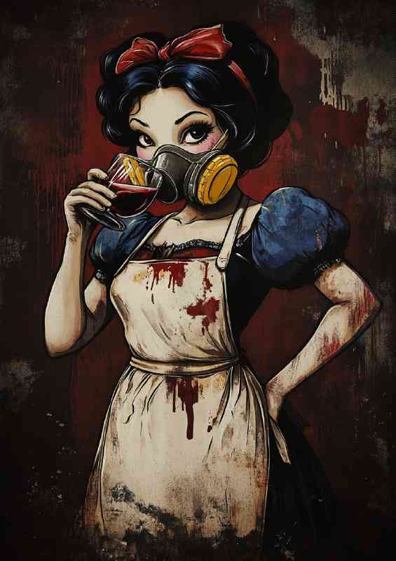 Princess gas mask street art | Metal Poster