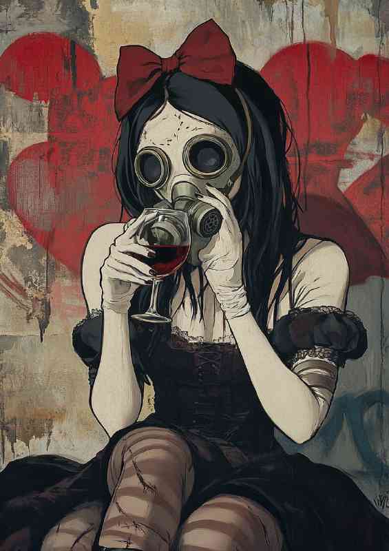 Princess in a mask drinking wine | Canvas