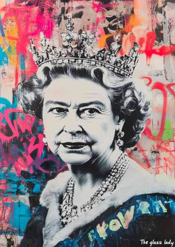 Queen Elizabeth in street art style | Canvas