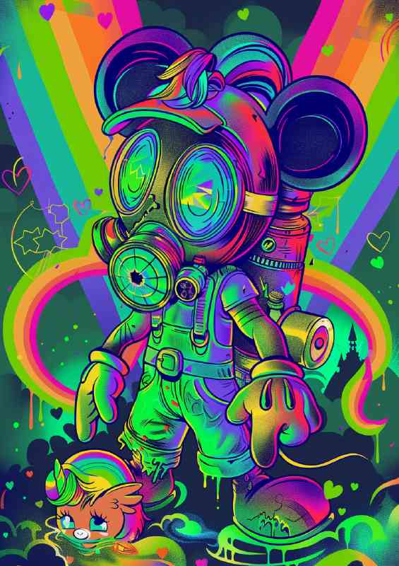 Rainbow zombie mouse street | Canvas