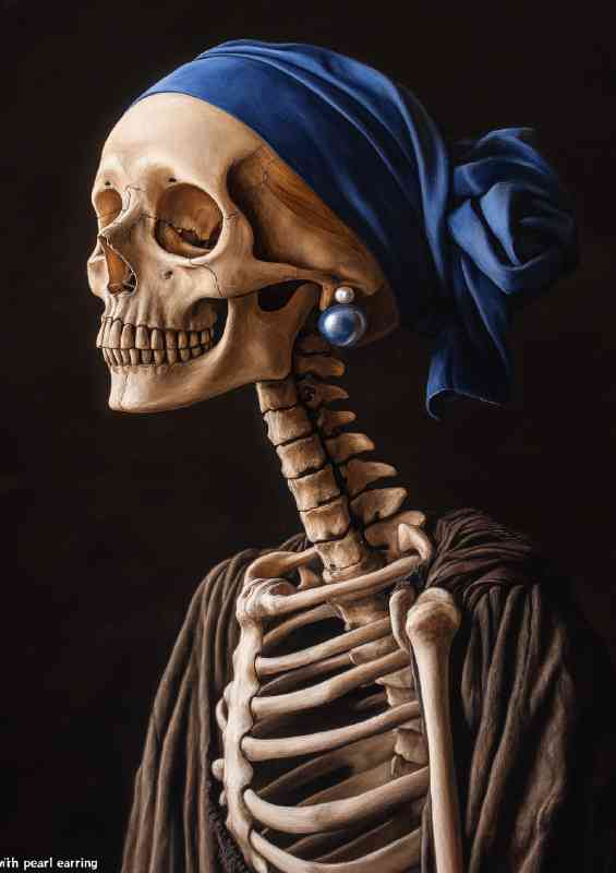 Skelleton wearing the blue head scarf | Metal Poster