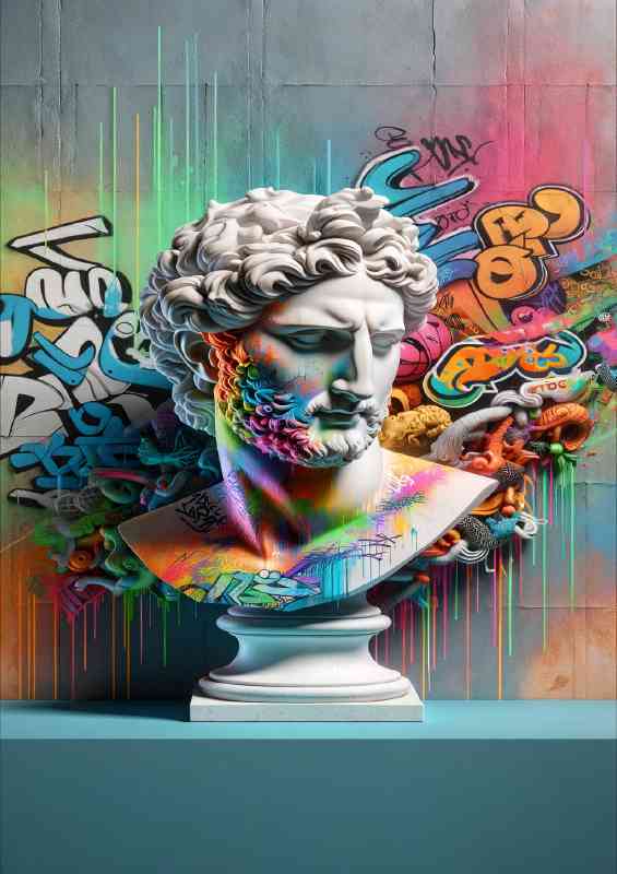 Street art bust graffiti | Metal Poster
