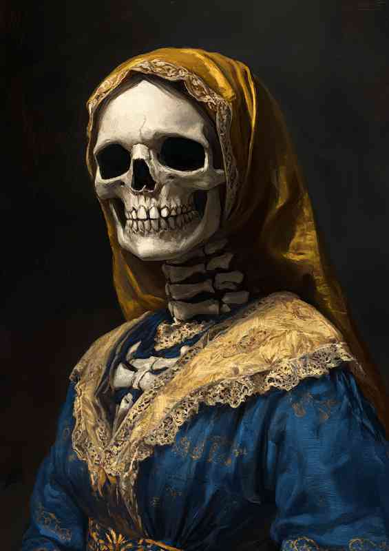 The girl skeleton pearl earing | Canvas