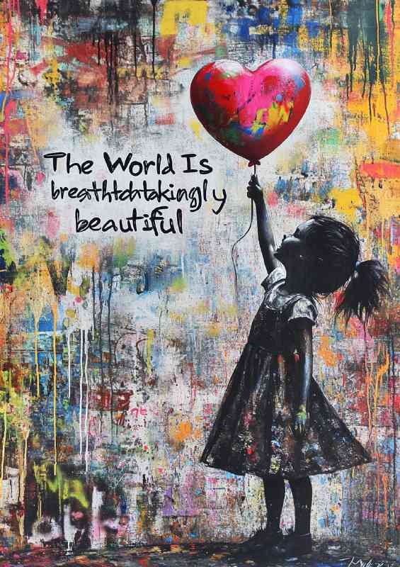 The girl with the red ballon street | Metal Poster