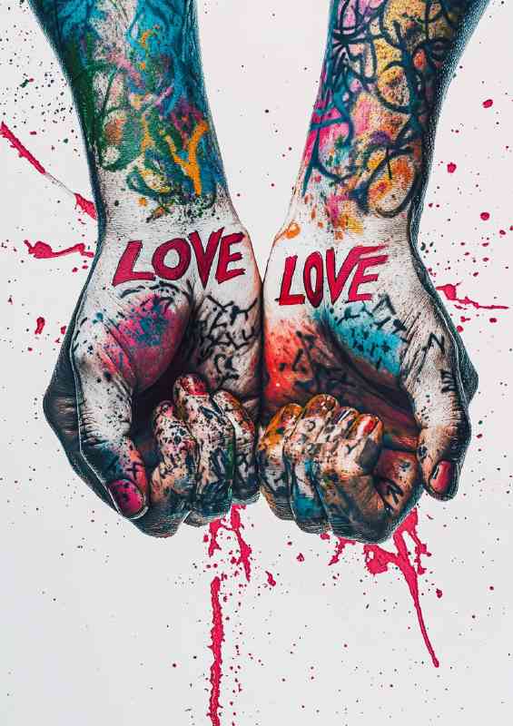 Two hends of love graffiti | Metal Poster