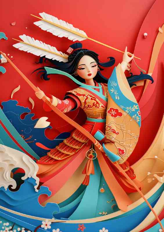 Mulan with bow and arrow | Canvas