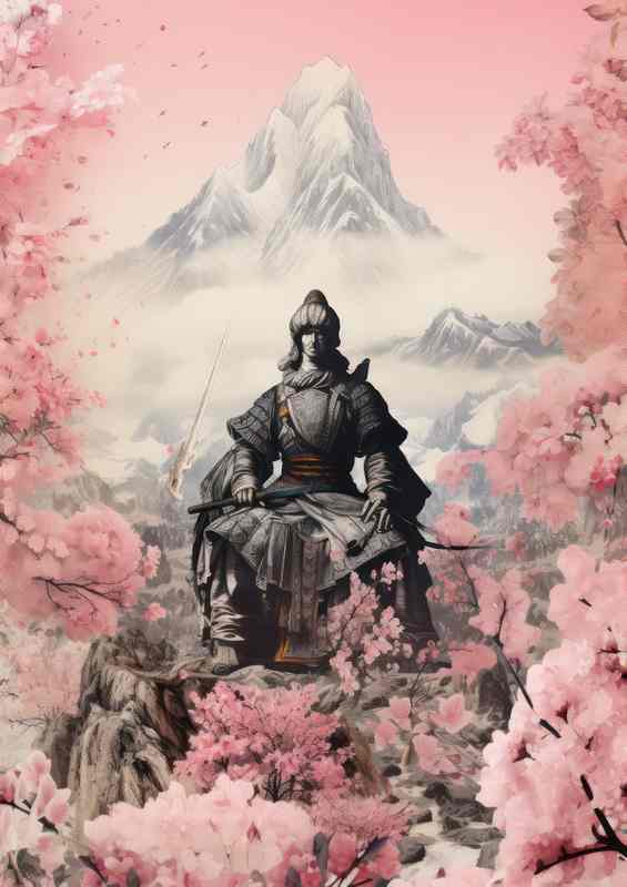 The Role of Samurai in Japanese sat in front of mount figi | Di-Bond