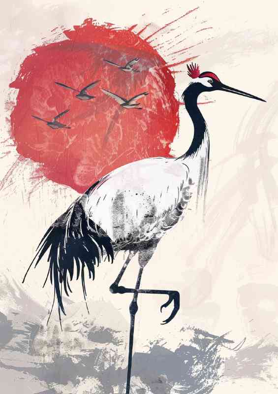 Chinese ink art style of the Crane | Poster