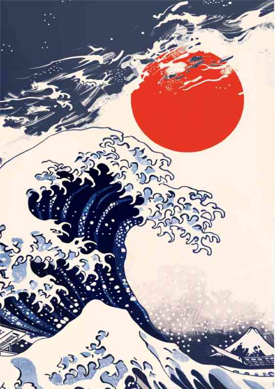 Japanese big blue water waves | Canvas