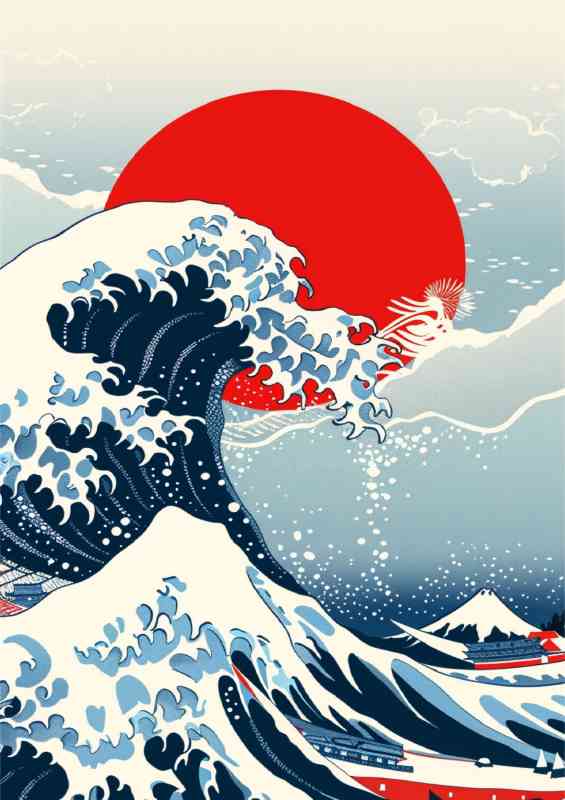 Japanese style blue waves | Poster