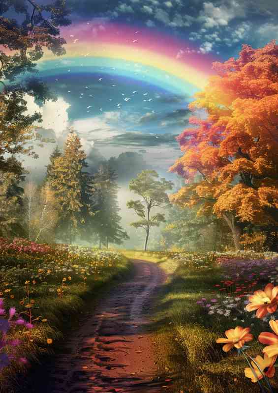 Beautiful rainbow with an earthy path | Poster