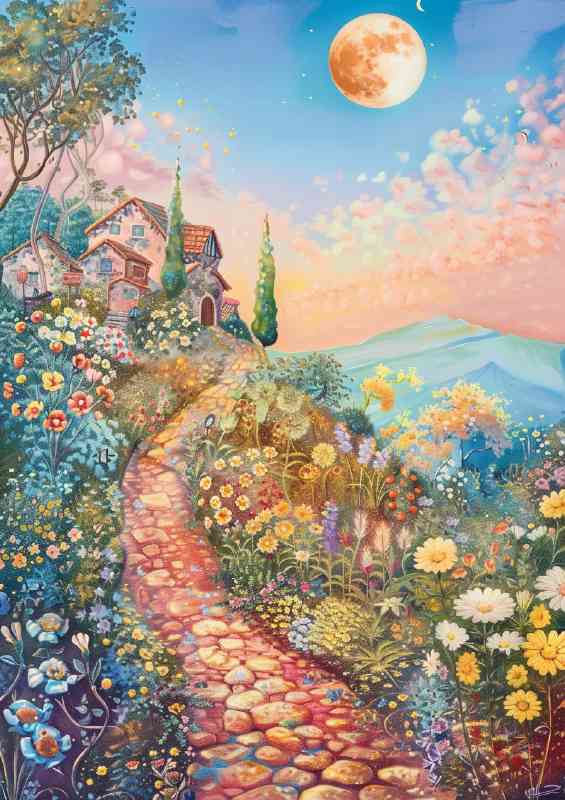 Colour flowery landscaped path | Poster