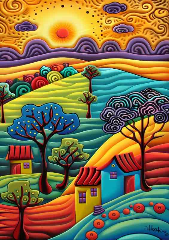 Colourful farming fields abstract | Canvas