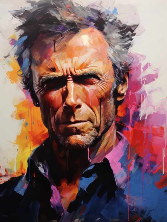 Painting style Clint Eastwood Very colourful | Canvas