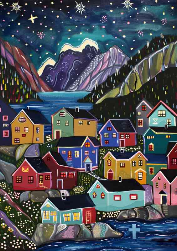 Fishing village houses | Canvas
