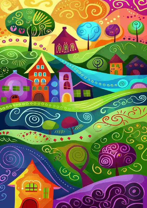 Life in the country village art | Canvas