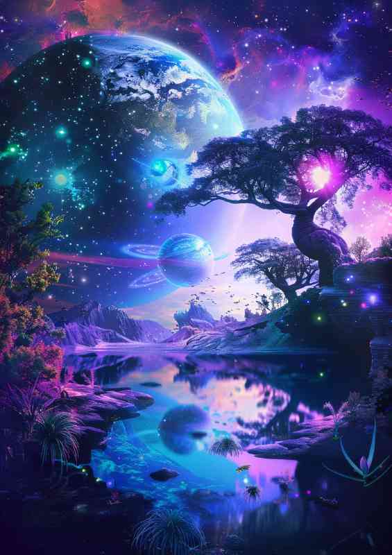 Beautiful alien landscape with Purple vibrantsy | Metal Poster