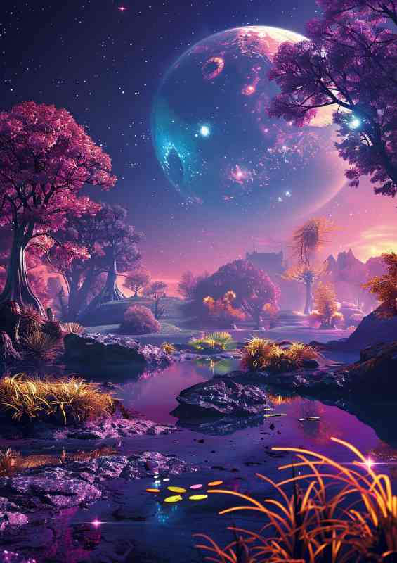 Beautiful alien landscape with vibrant colors | Poster
